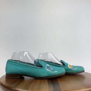 Womens Stubbs & Wooton Woven Blue Needlepoint Sunglasses Loafers Shoes Size 9 M‎